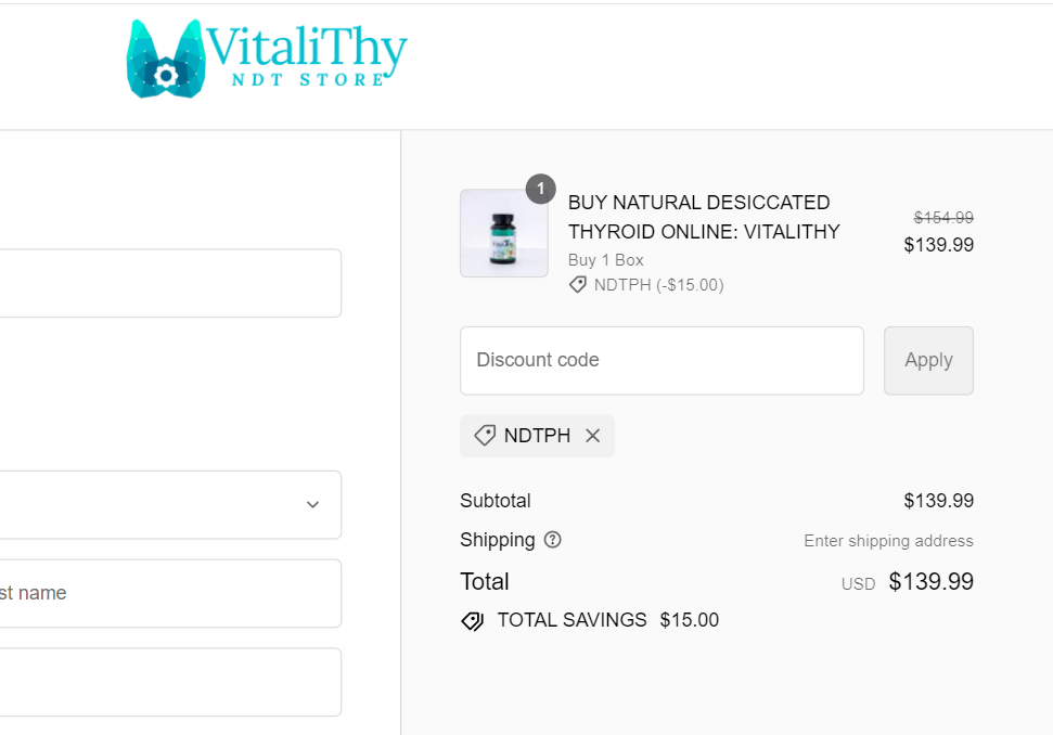 Vitalithy 60mg NDT | Natural Desiccated Thyroid Extract