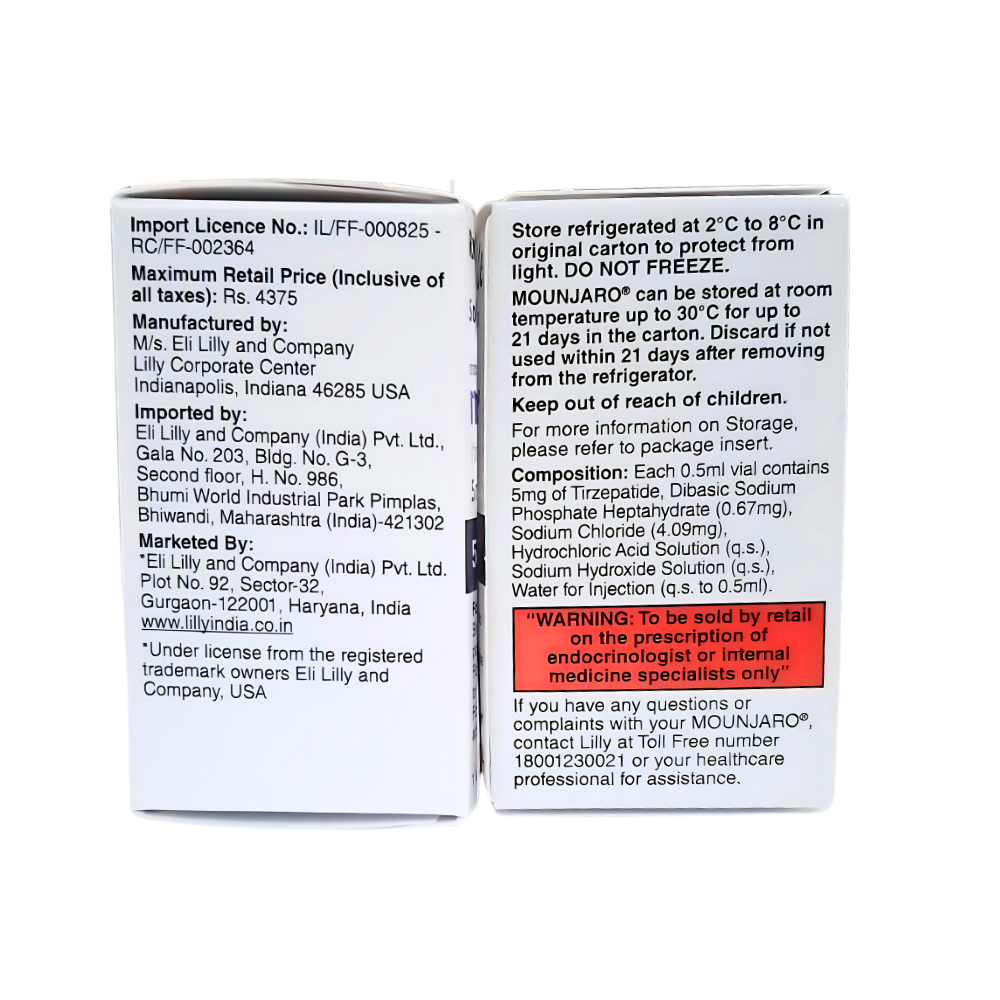 TIRZEPATIDE MOUNJARO ELI LILLY 5MG | 4 VIALS INJECTION