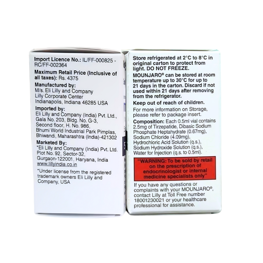 TIRZEPATIDE MOUNJARO ELI LILLY 2.5MG | 4 VIALS INJECTION