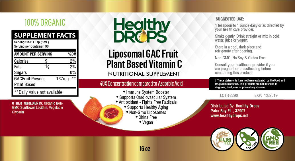 Liposomal Vitamin C Plant Based GAC Fruit THYROID HEALTH High Potency | 16oz Bottle(1200mg/oz) Exp: 12.2024